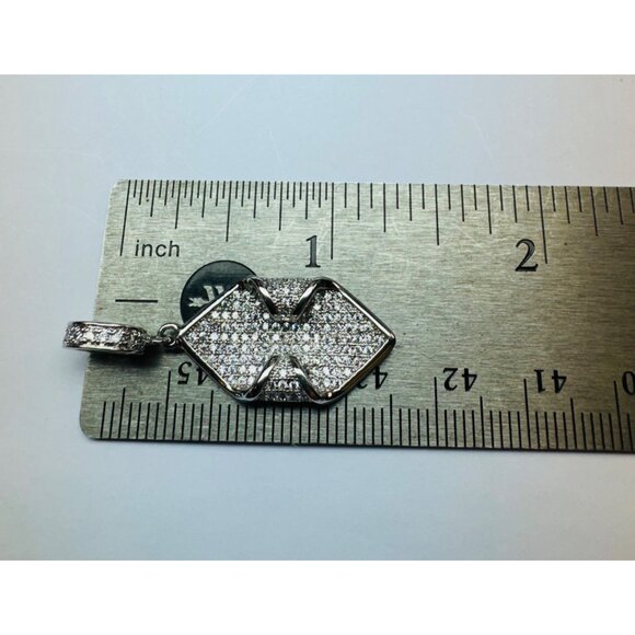 Brand New Sterling Silver 925 Micro Pave White Crystal Pendant Sparkling Design - Picture 7 of 9